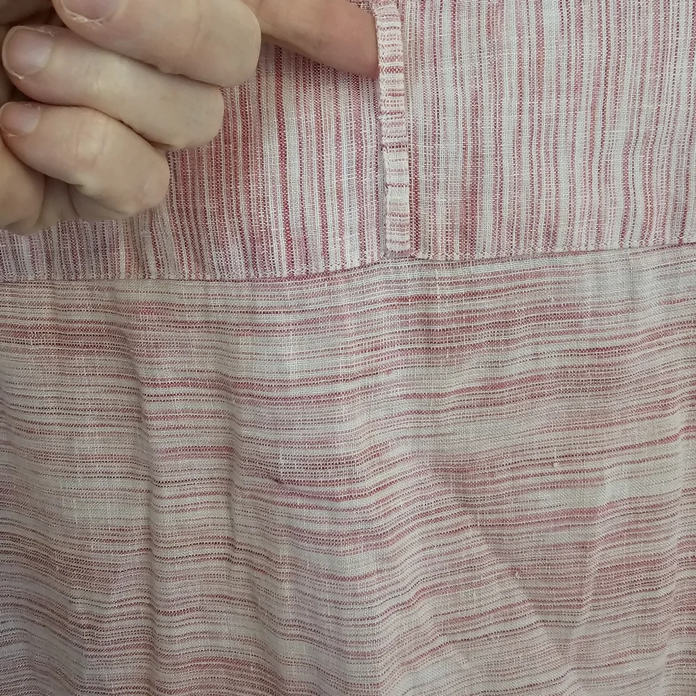 Banana Republic Mens XL Camden Fit Linen Short Sleeve Shirt Pink White Summer